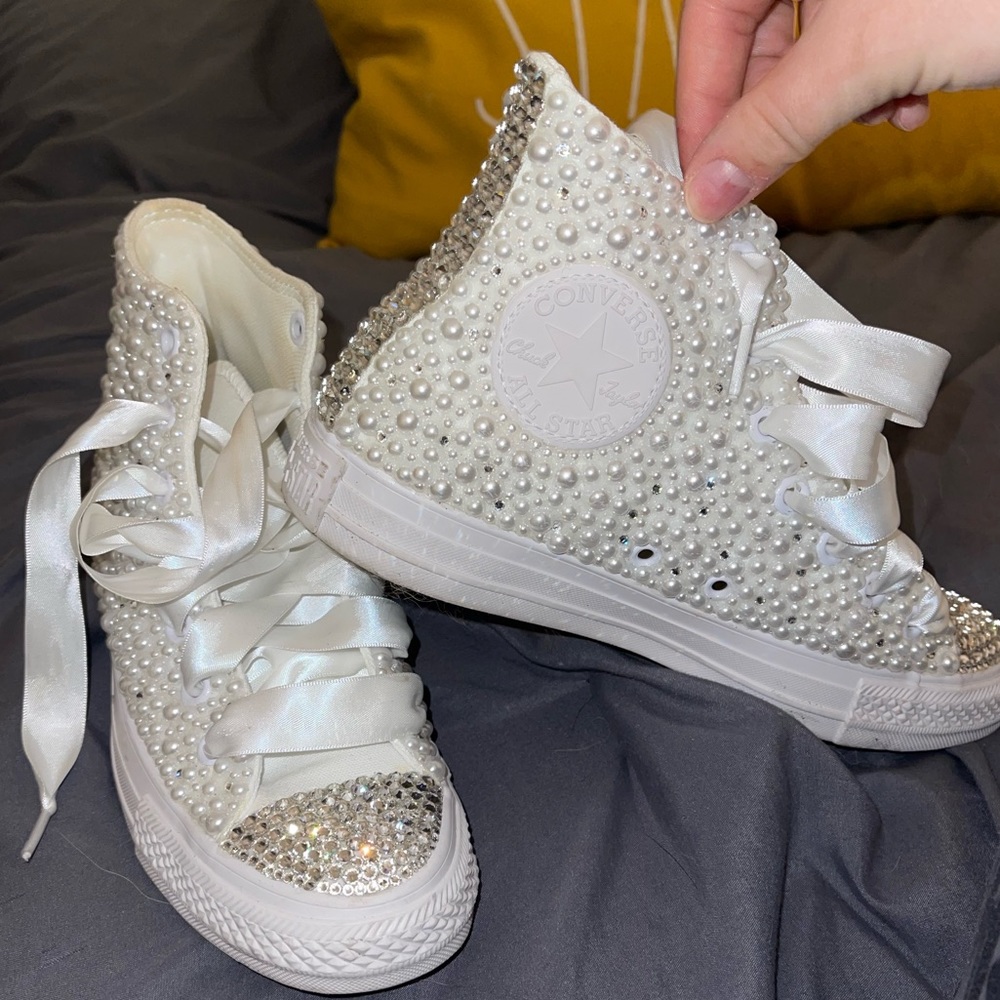 Custom made Swarovski high top converse